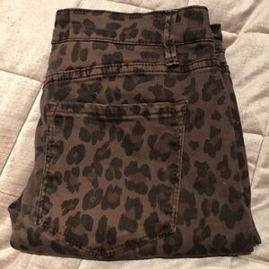 Design LAB Distressed Animal Print Brown Jeans